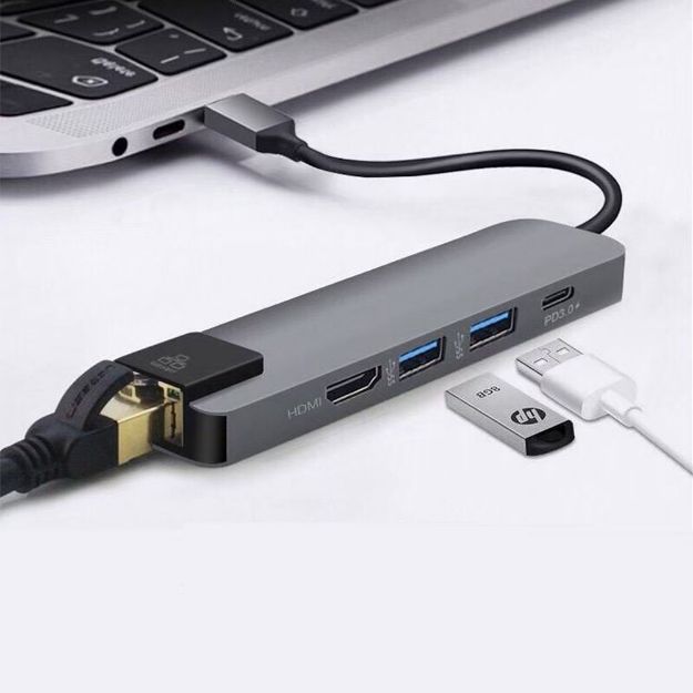 圖片 USB 3.1 Type-C 5合1多功能擴充基座★贈螺旋線頭保護套