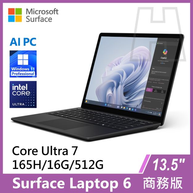 圖片 Surface Laptop 6 13.5" U7-165H/16G/512G/W11P 商務版(教育優惠)
