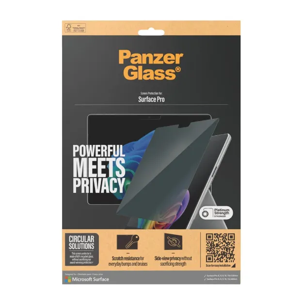 圖片 北歐嚴選品牌Panzer Glass Surface Pro X/8/9/10/11 專用防窺玻璃保護貼